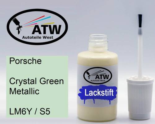 Porsche, Crystal Green Metallic, LM6Y / S5: 20ml Lackstift, von ATW Autoteile West.
